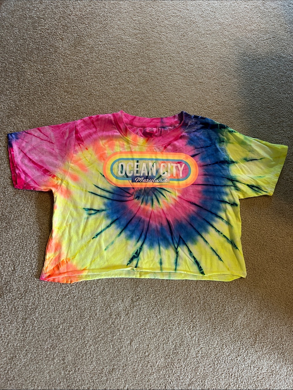 Tie-dye Ocean City, Maryland crop T-shirt